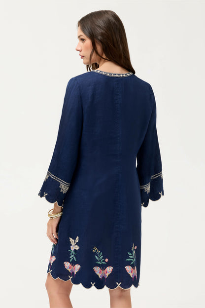 Johnny Was LINEN SCALLOP DRESS