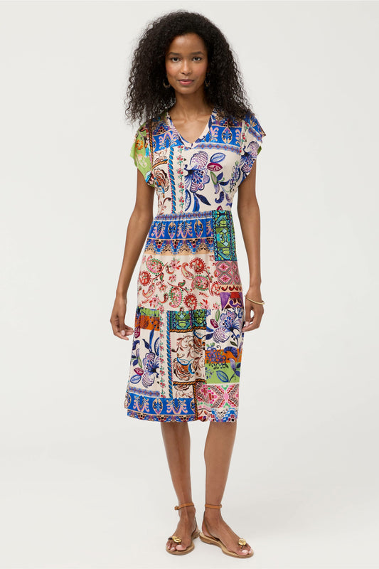 Johnny Was THE JANIE FAVORITE TIERED TEA LENGTH DRESS