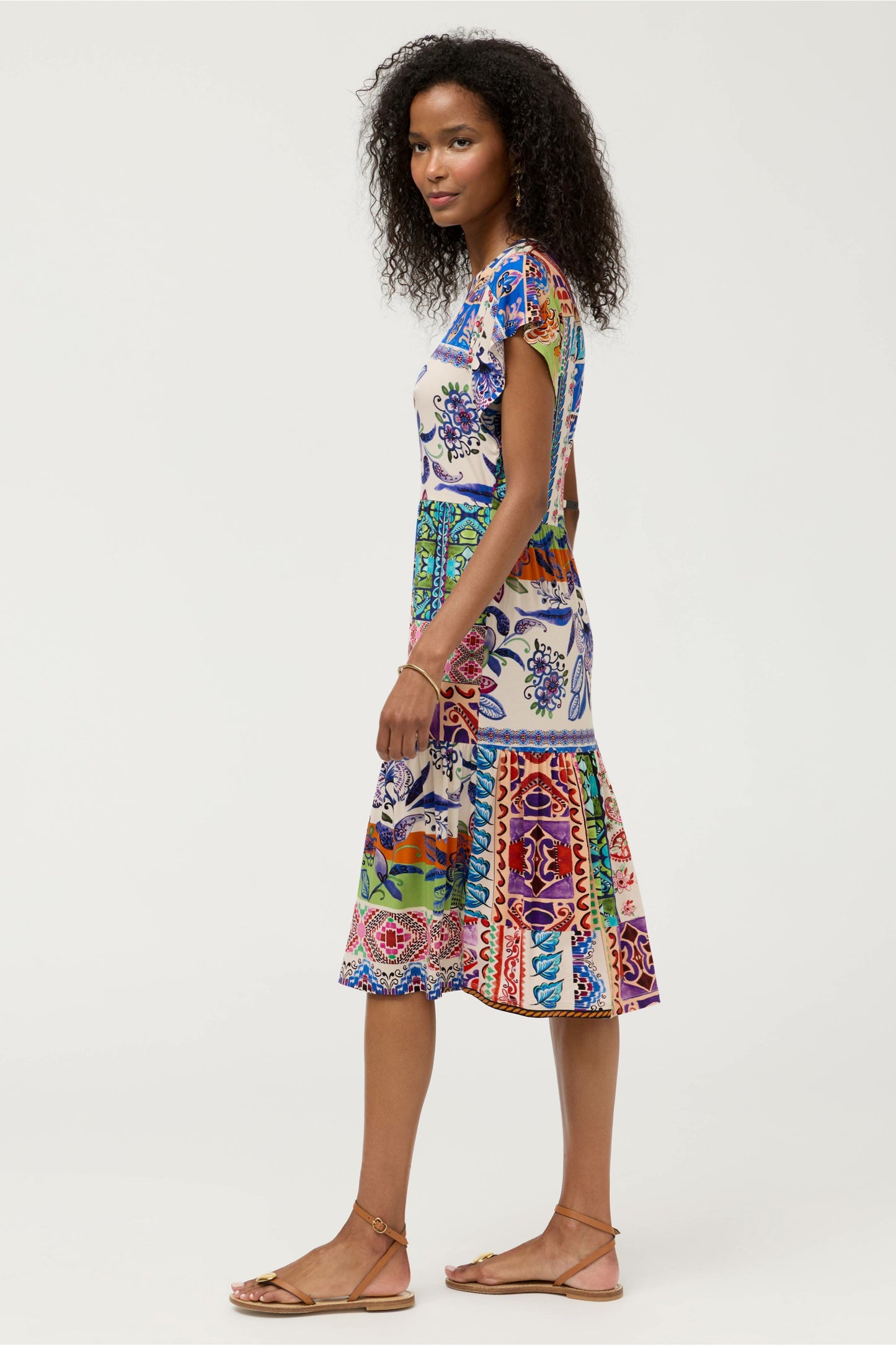 Johnny Was THE JANIE FAVORITE TIERED TEA LENGTH DRESS