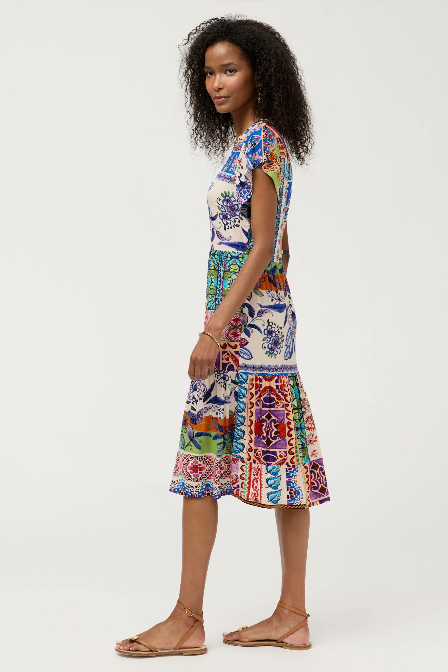 Johnny Was THE JANIE FAVORITE TIERED TEA LENGTH DRESS