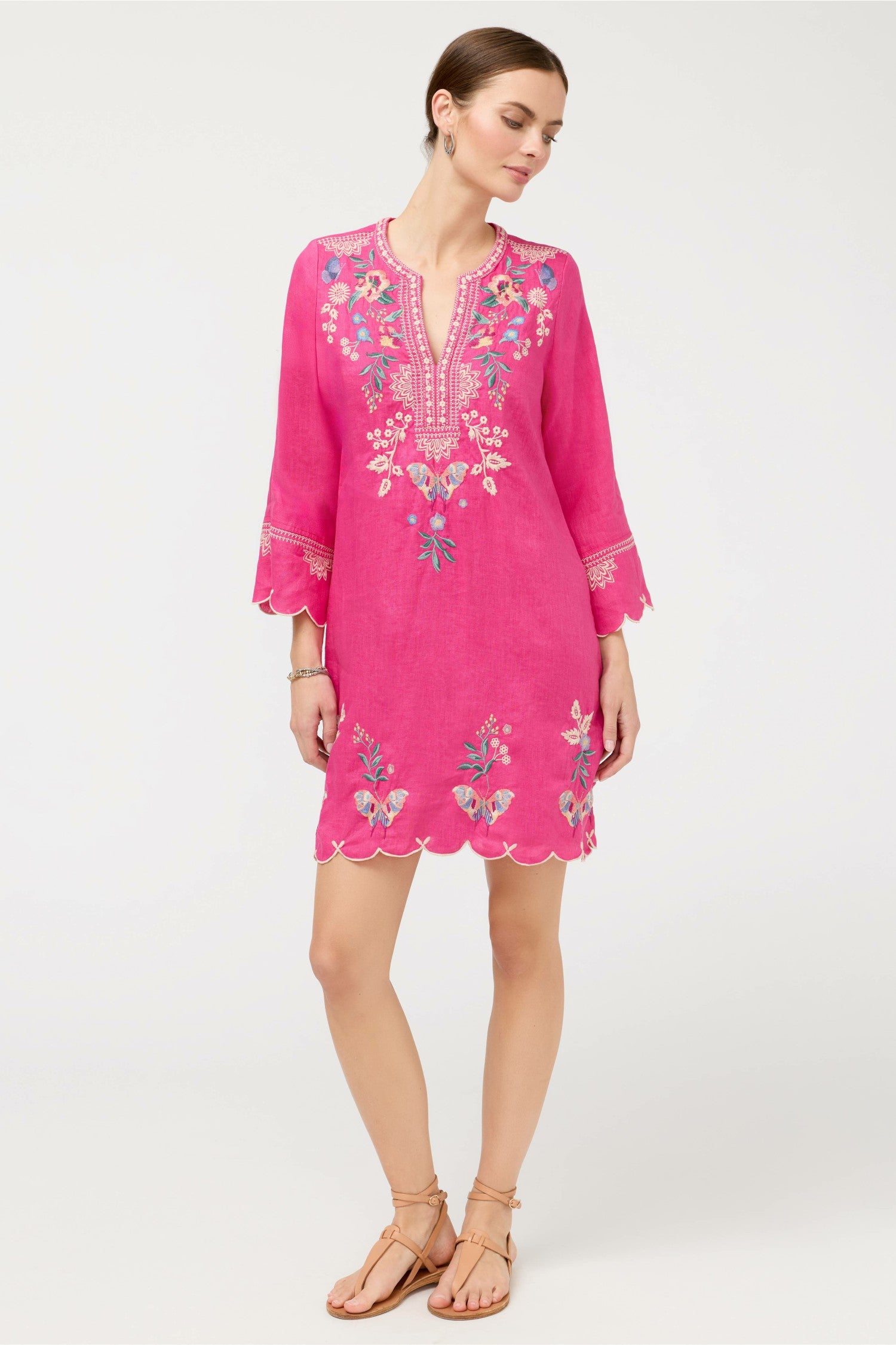 Johnny Was LINEN SCALLOP DRESS