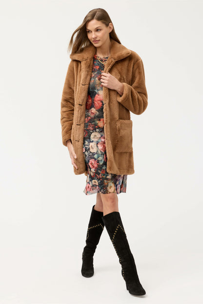 Johnny Was 3/4 SLEEVE MESH MIDI DRESS