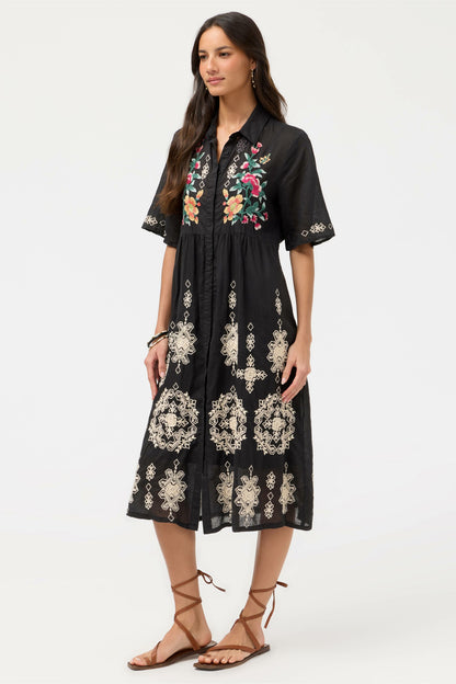 Johnny Was FLUTTER SLEEVE SHIRT DRESS