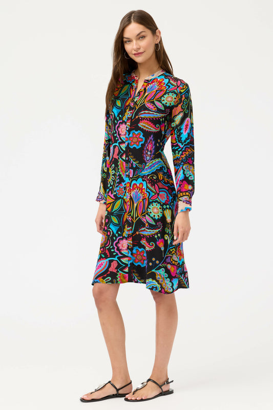 Johnny Was MANDARIN COLLAR SHIRT DRESS
