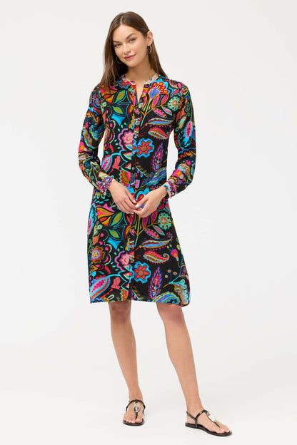Johnny Was MANDARIN COLLAR SHIRT DRESS