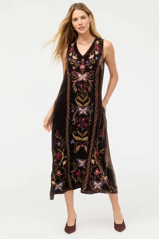 Johnny Was VELVET V-NECK TANK DRESS