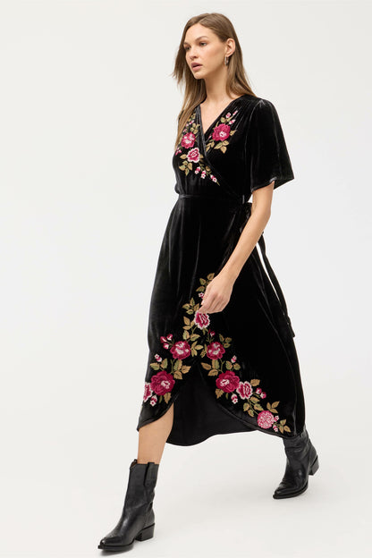 Johnny Was MEHDI VELVET WRAP DRESS