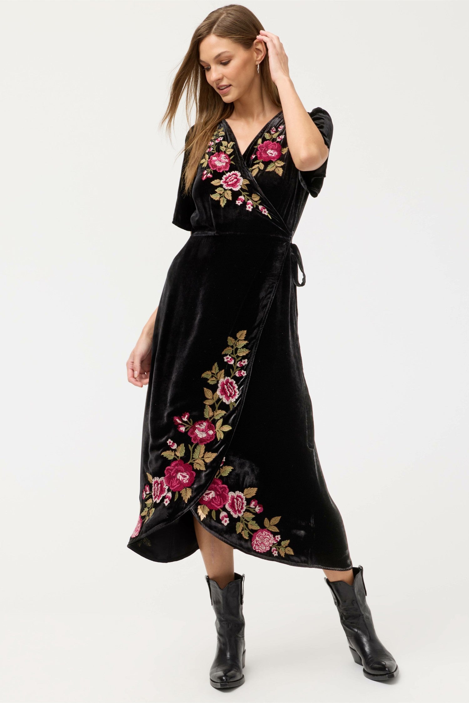 Johnny Was MEHDI VELVET WRAP DRESS