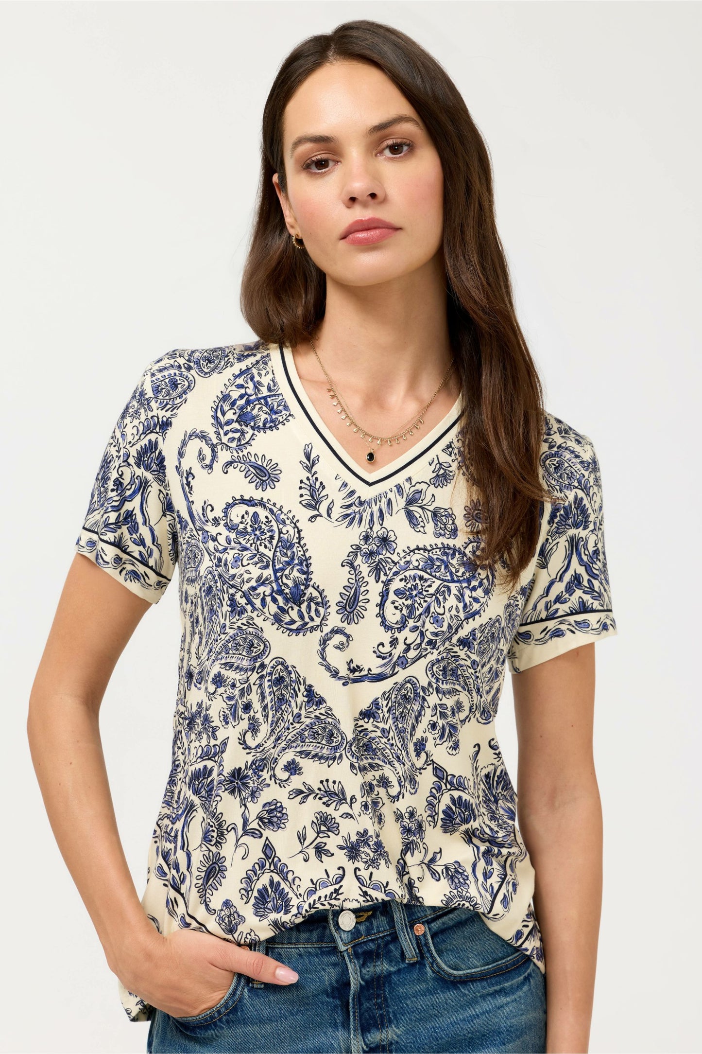 Johnny Was The Janie Favorite Short Sleeve V-Neck Swing Tee