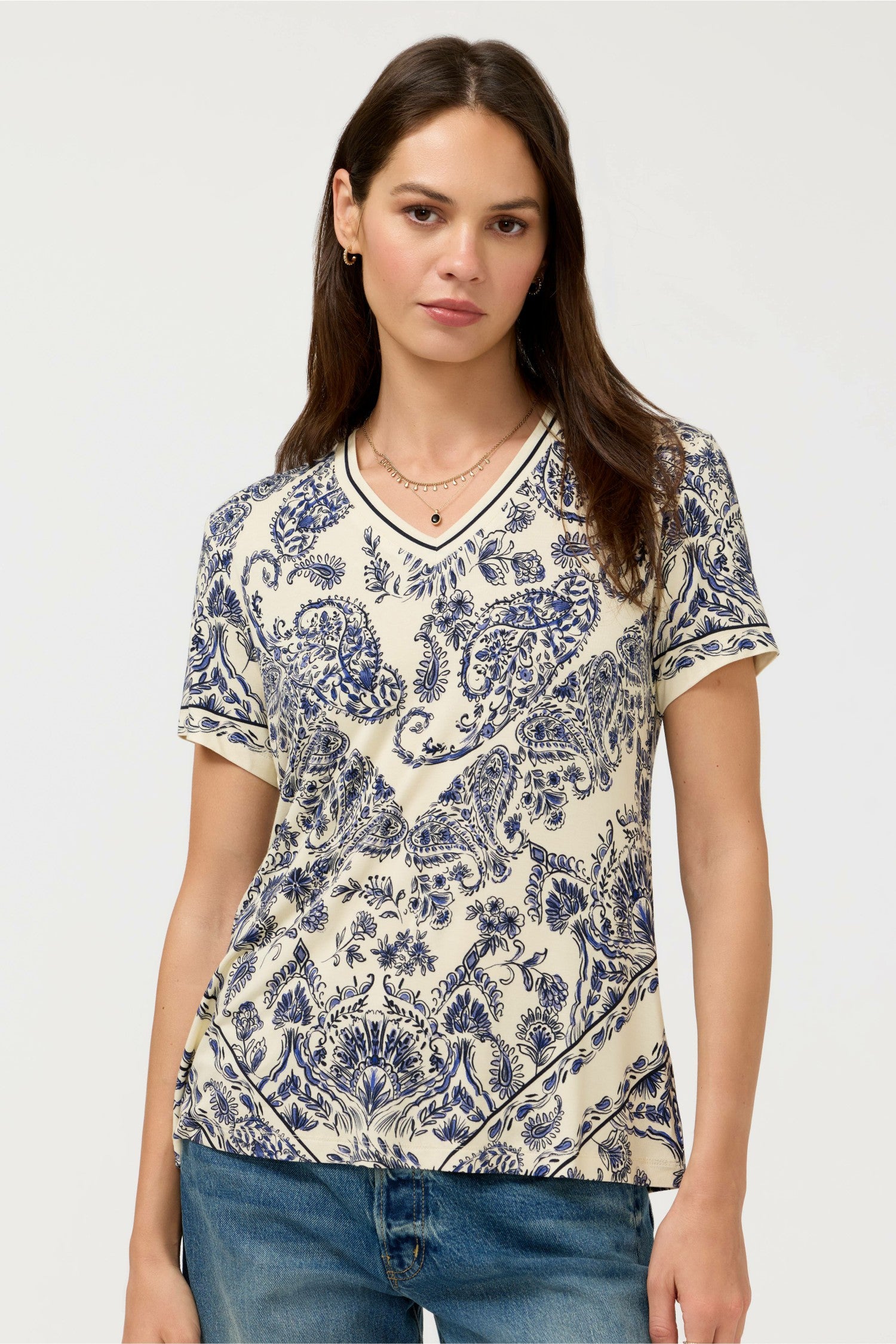 Johnny Was The Janie Favorite Short Sleeve V-Neck Swing Tee