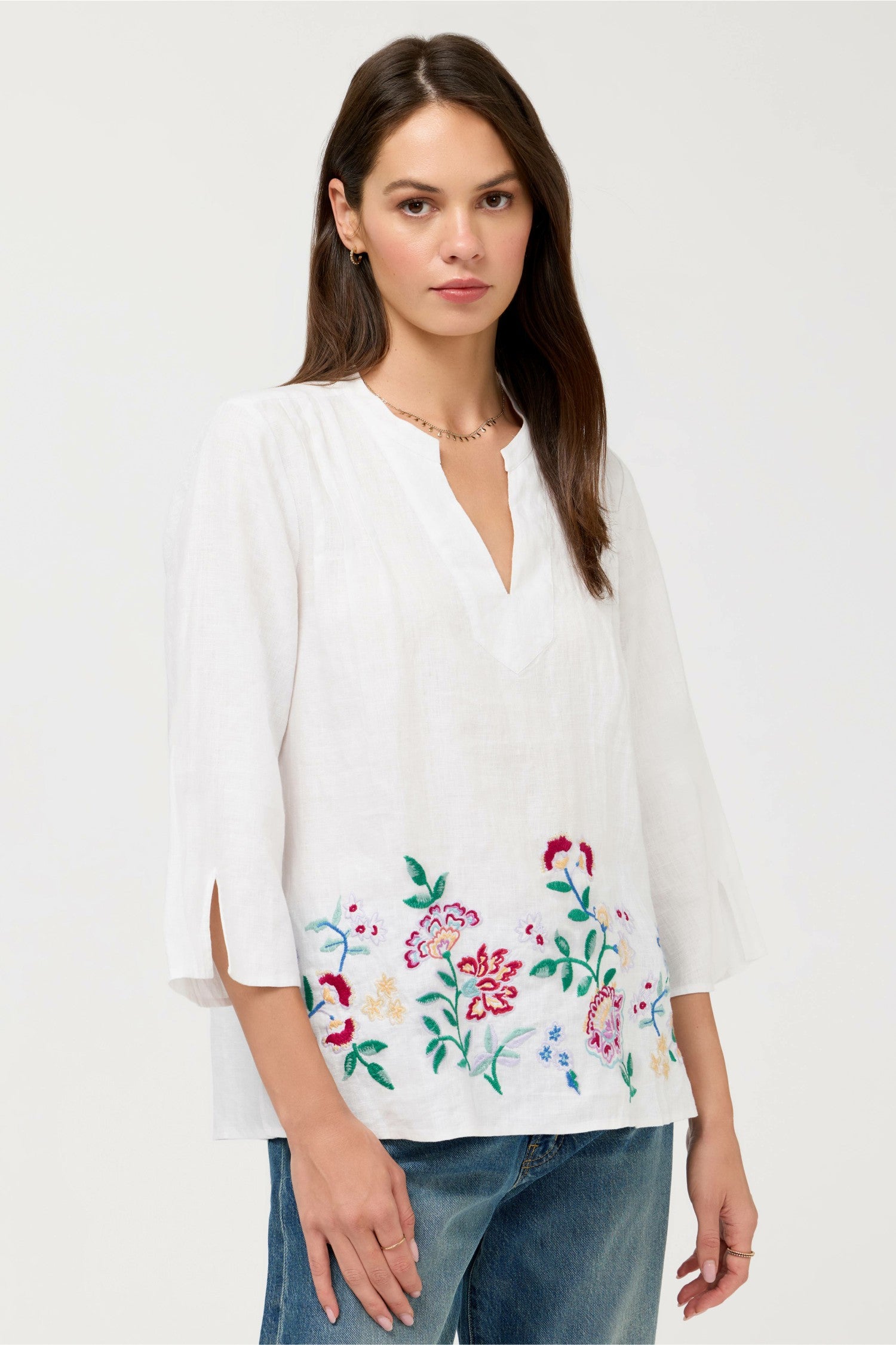 Johnny Was SLOANE V-NECK LINEN BLOUSE