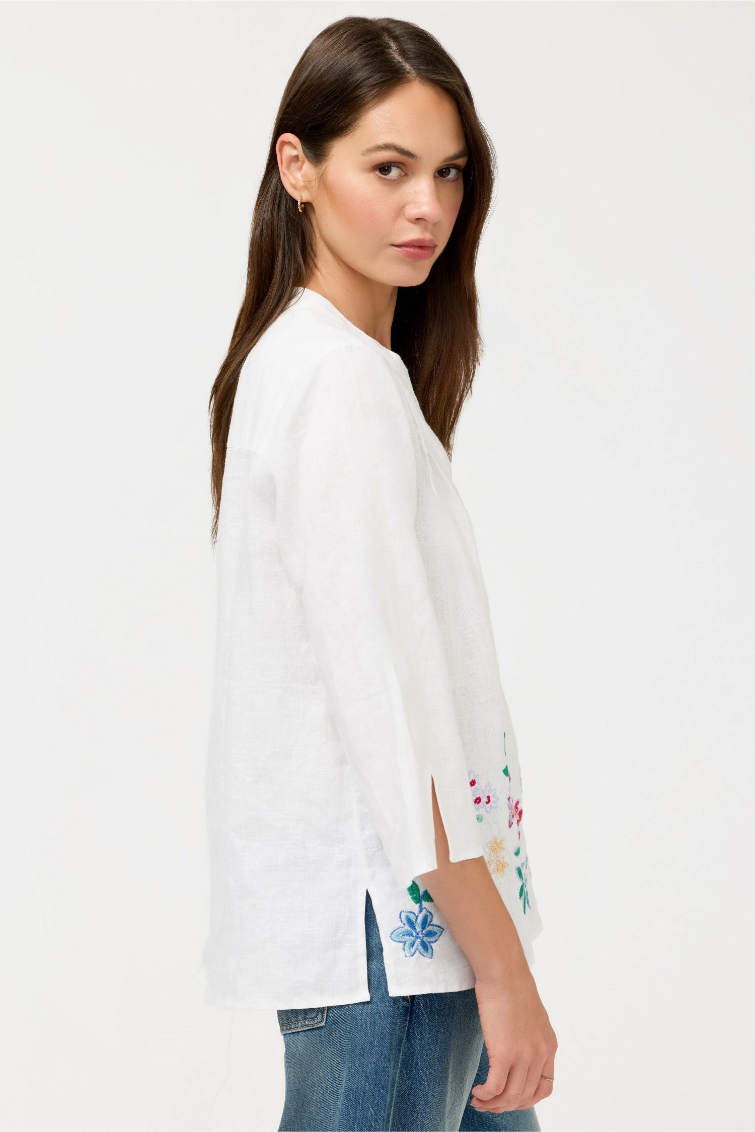 Johnny Was SLOANE V-NECK LINEN BLOUSE