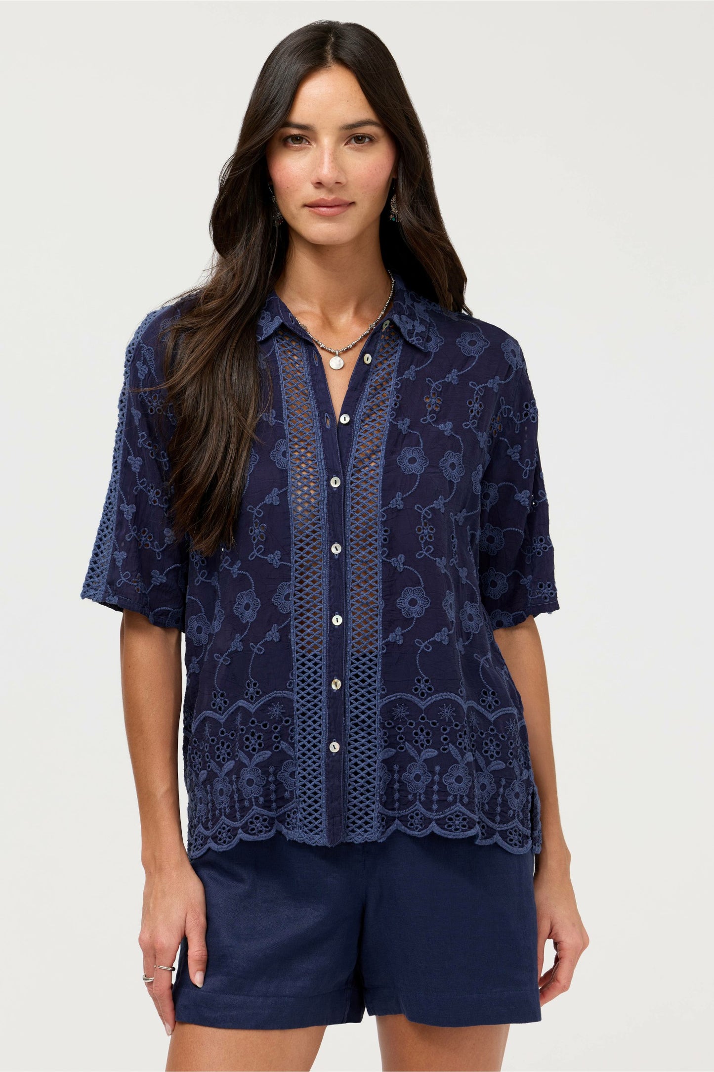 Johnny Was DEENA BUTTON DOWN TOP