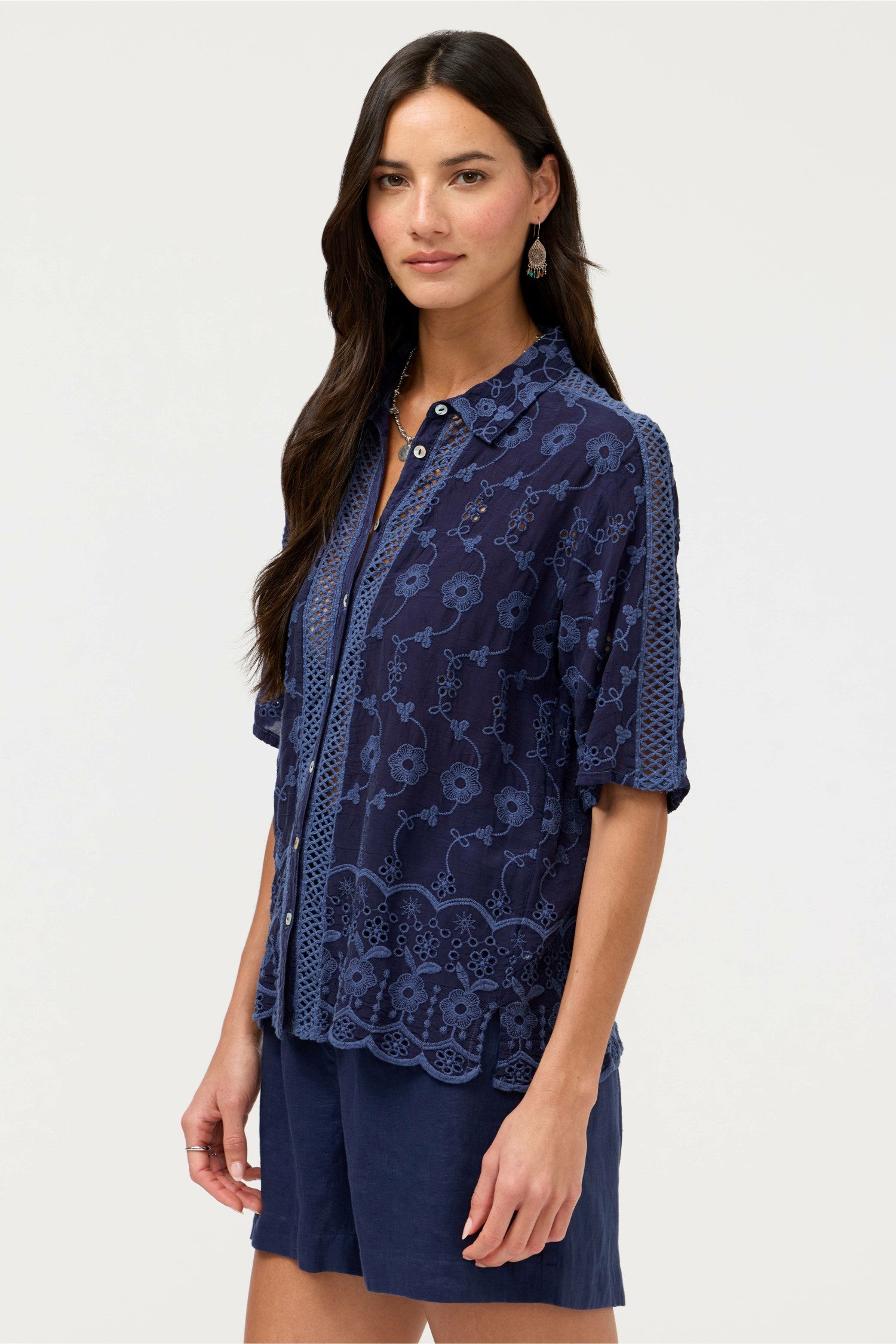 Johnny Was DEENA BUTTON DOWN TOP