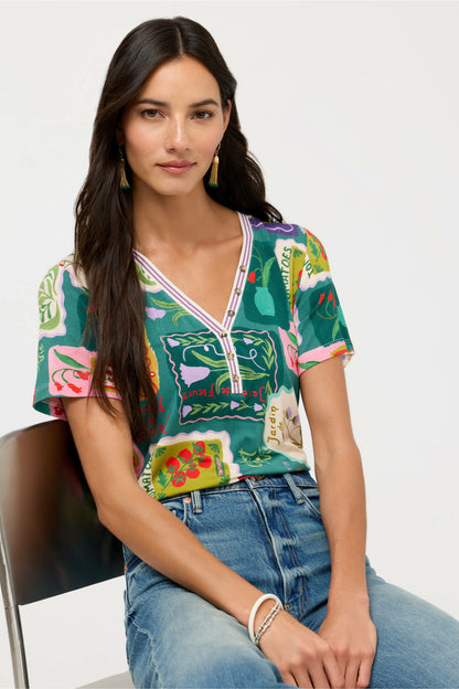 Johnny Was THE JANIE FAVORITE SHORT SLEEVE HENLEY TEE