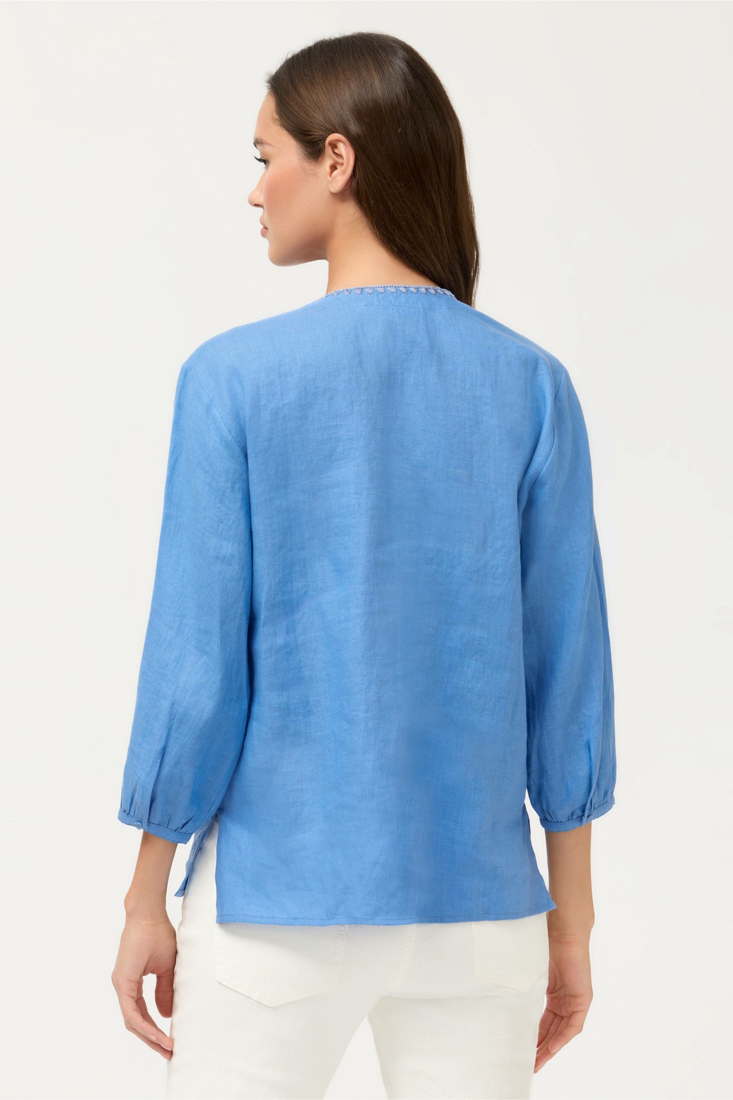 Johnny Was SPLIT NECK LINEN BLOUSE