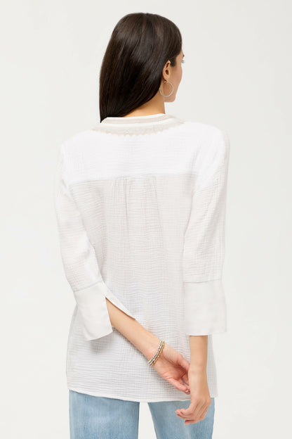 Johnny Was CUPRA GAUZE HENLEY TOP