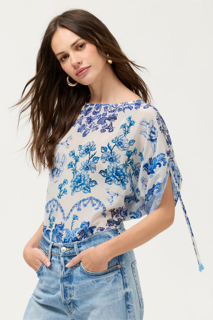Johnny Was RUCHED SLEEVE BLOUSE