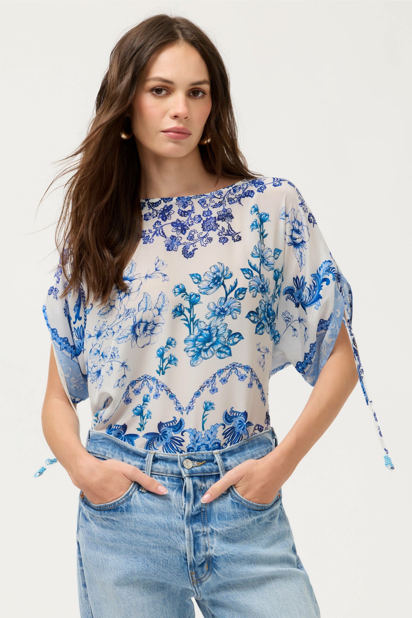 Johnny Was RUCHED SLEEVE BLOUSE