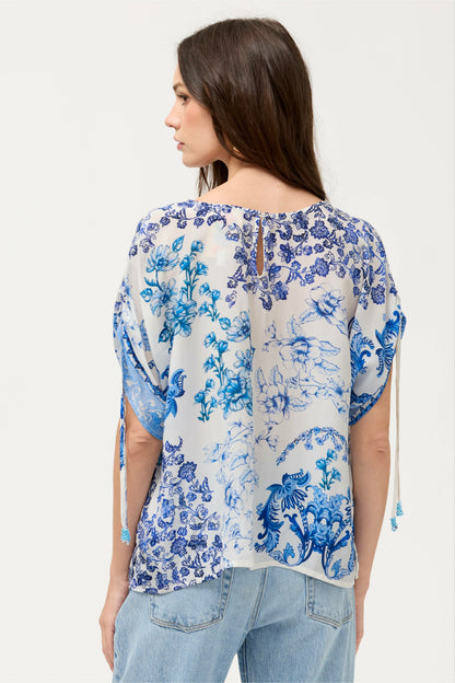 Johnny Was RUCHED SLEEVE BLOUSE
