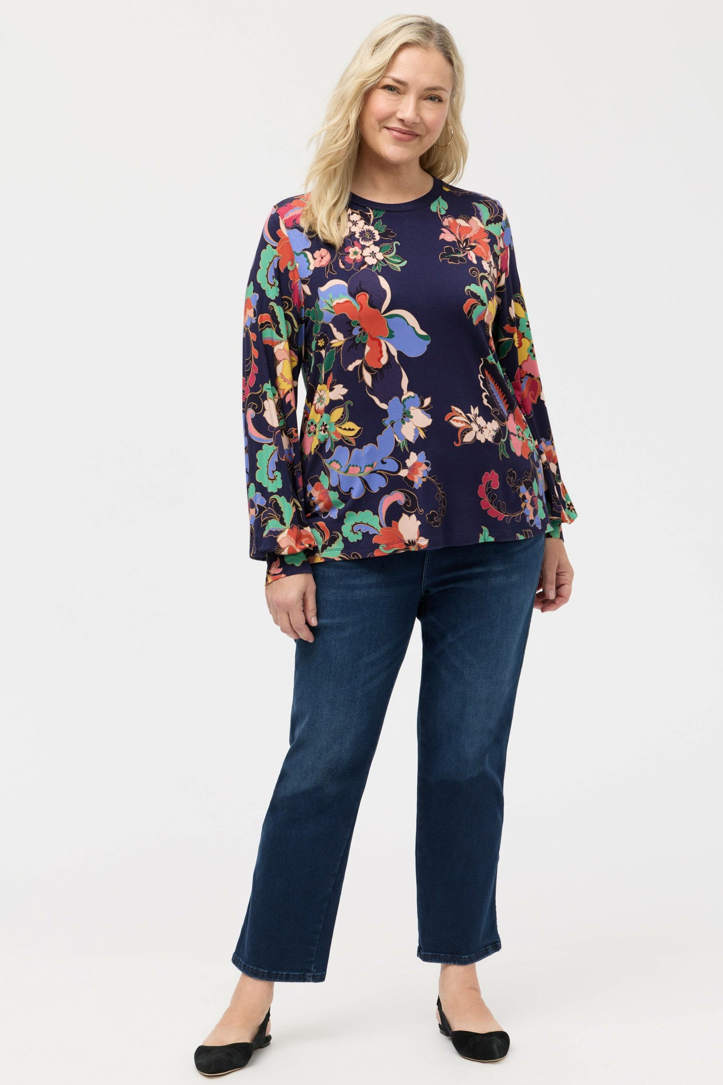 Johnny Was THE JANIE FAVORITE PUFF SLEEVE MOCK NECK