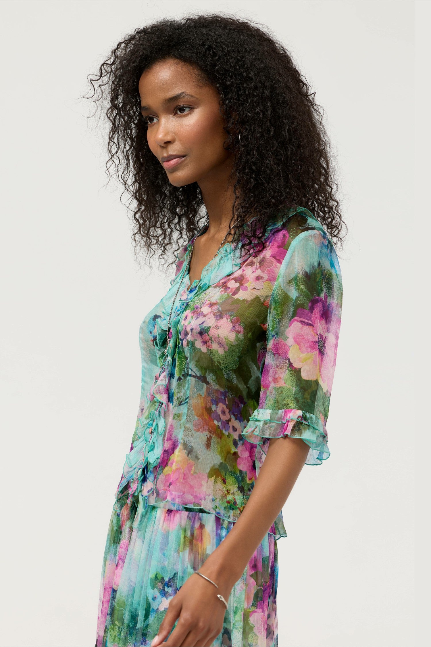 Johnny Was LORELEI RUFFLE BUTTON UP SHIRT