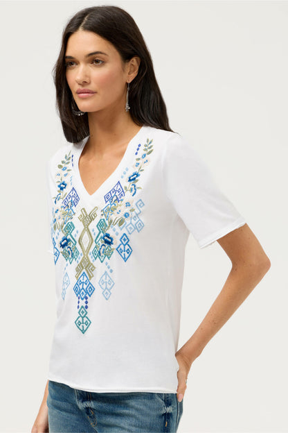 Johnny Was RAW HEM V-NECK TEE