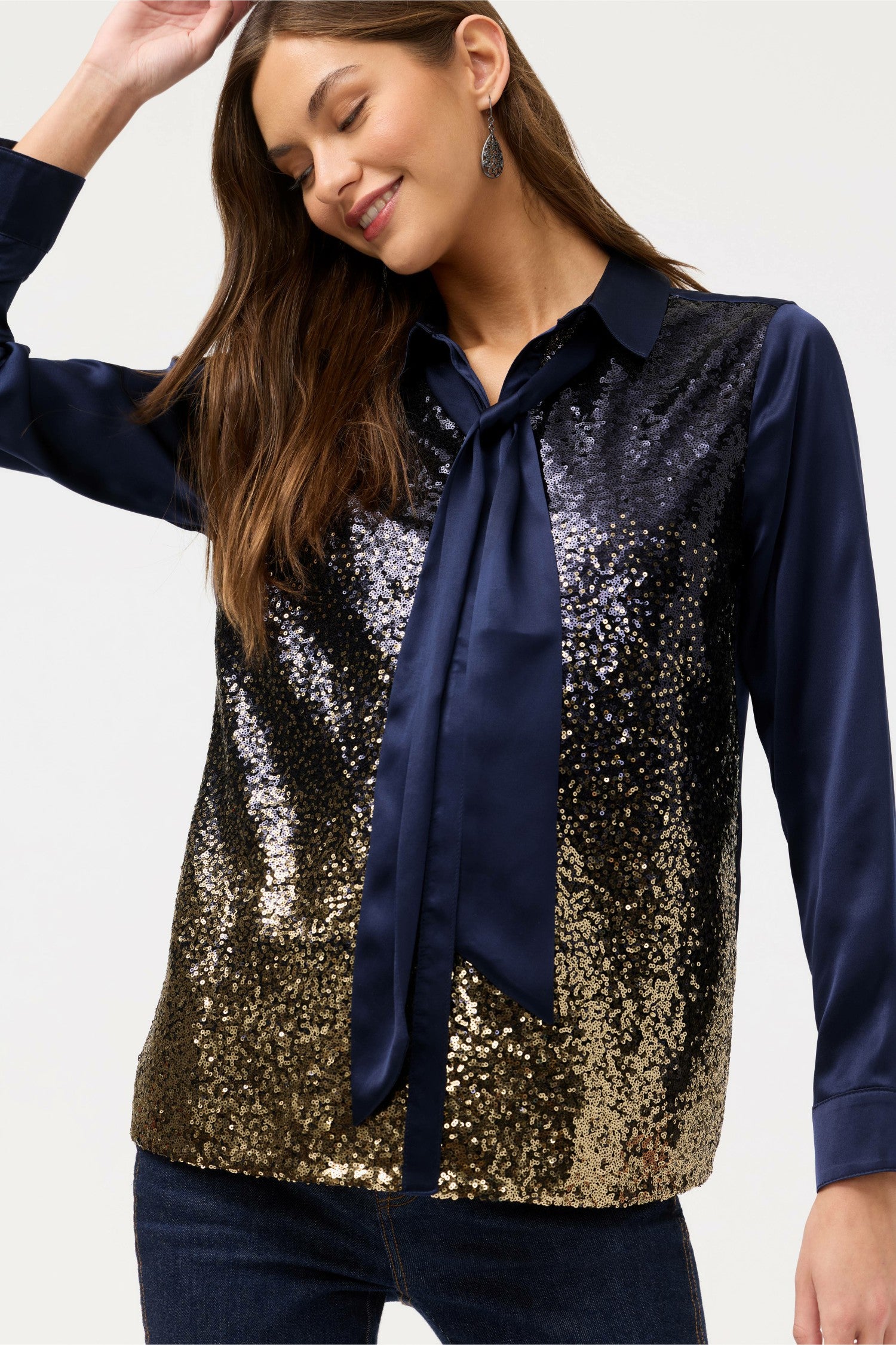 Johnny Was SELYA SEQUIN TIE SHIRT