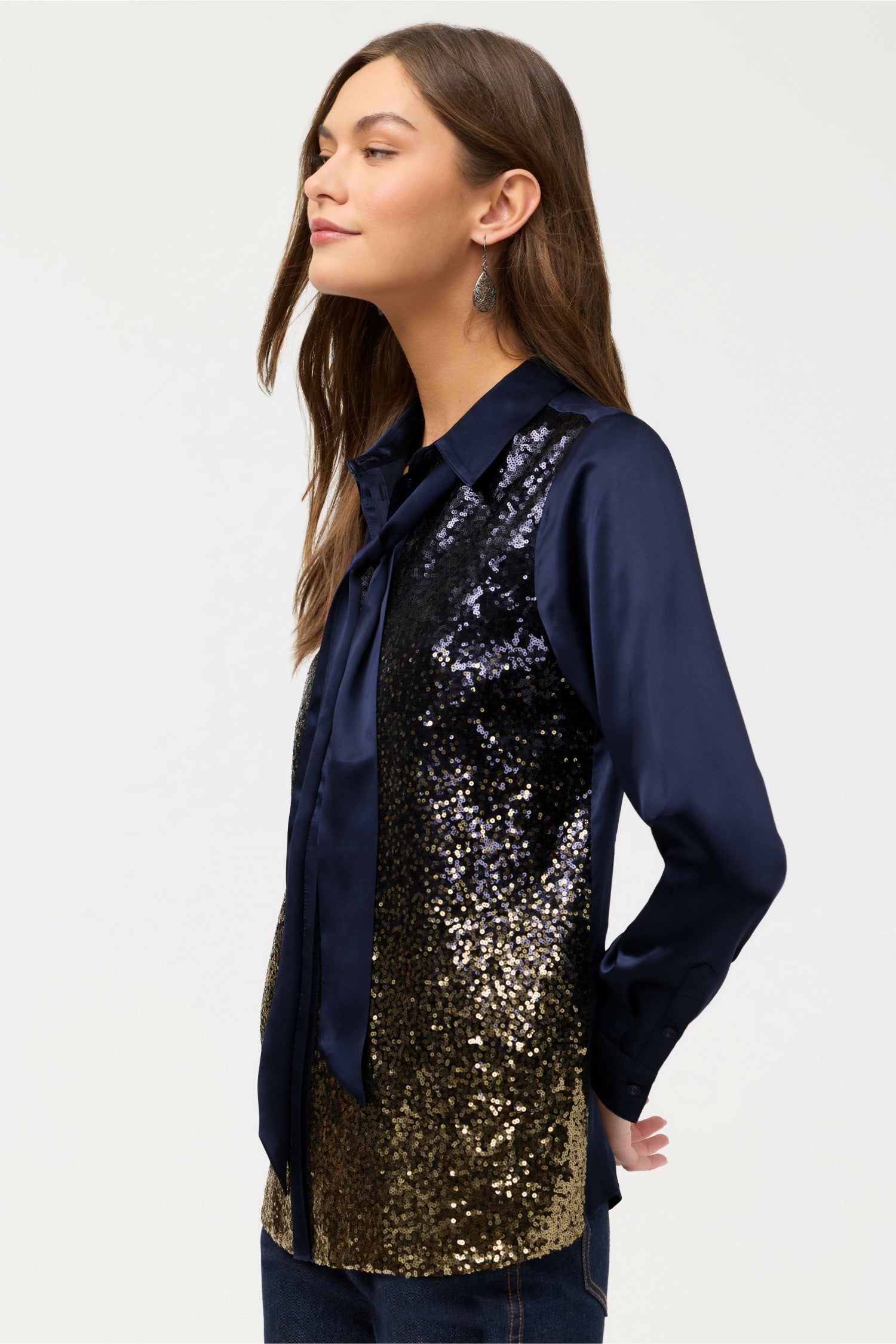 Johnny Was SELYA SEQUIN TIE SHIRT