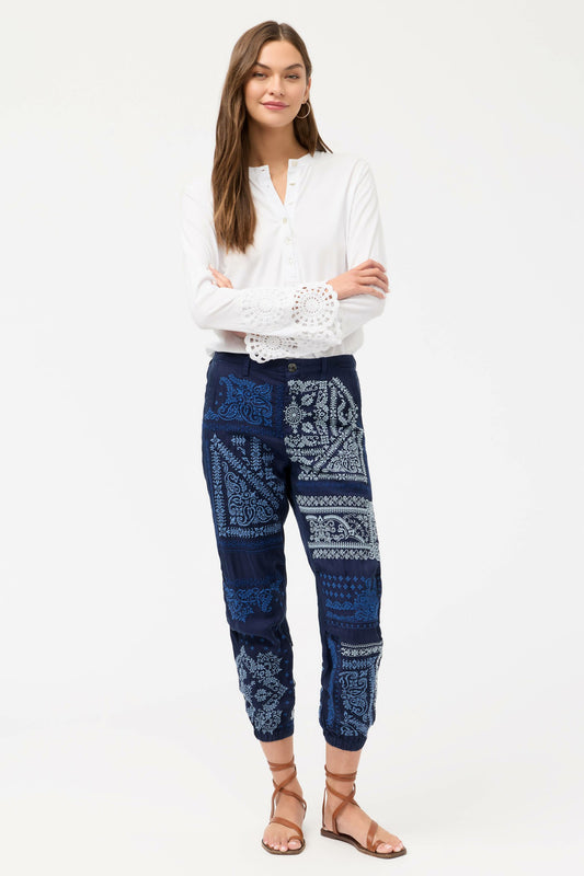 Johnny Was BANDANA EMBROIDERED PANT