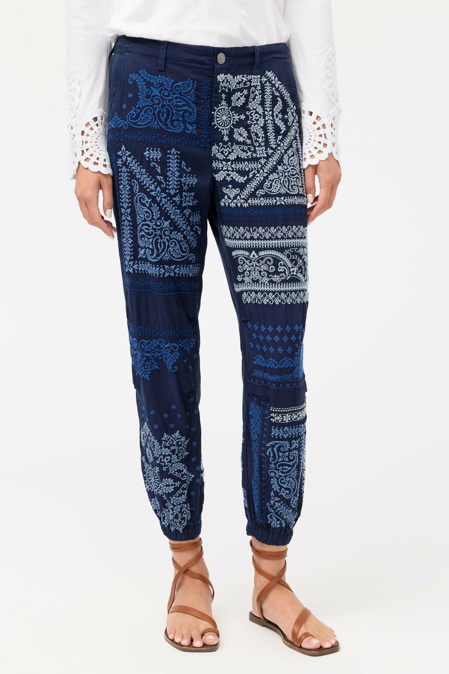 Johnny Was BANDANA EMBROIDERED PANT