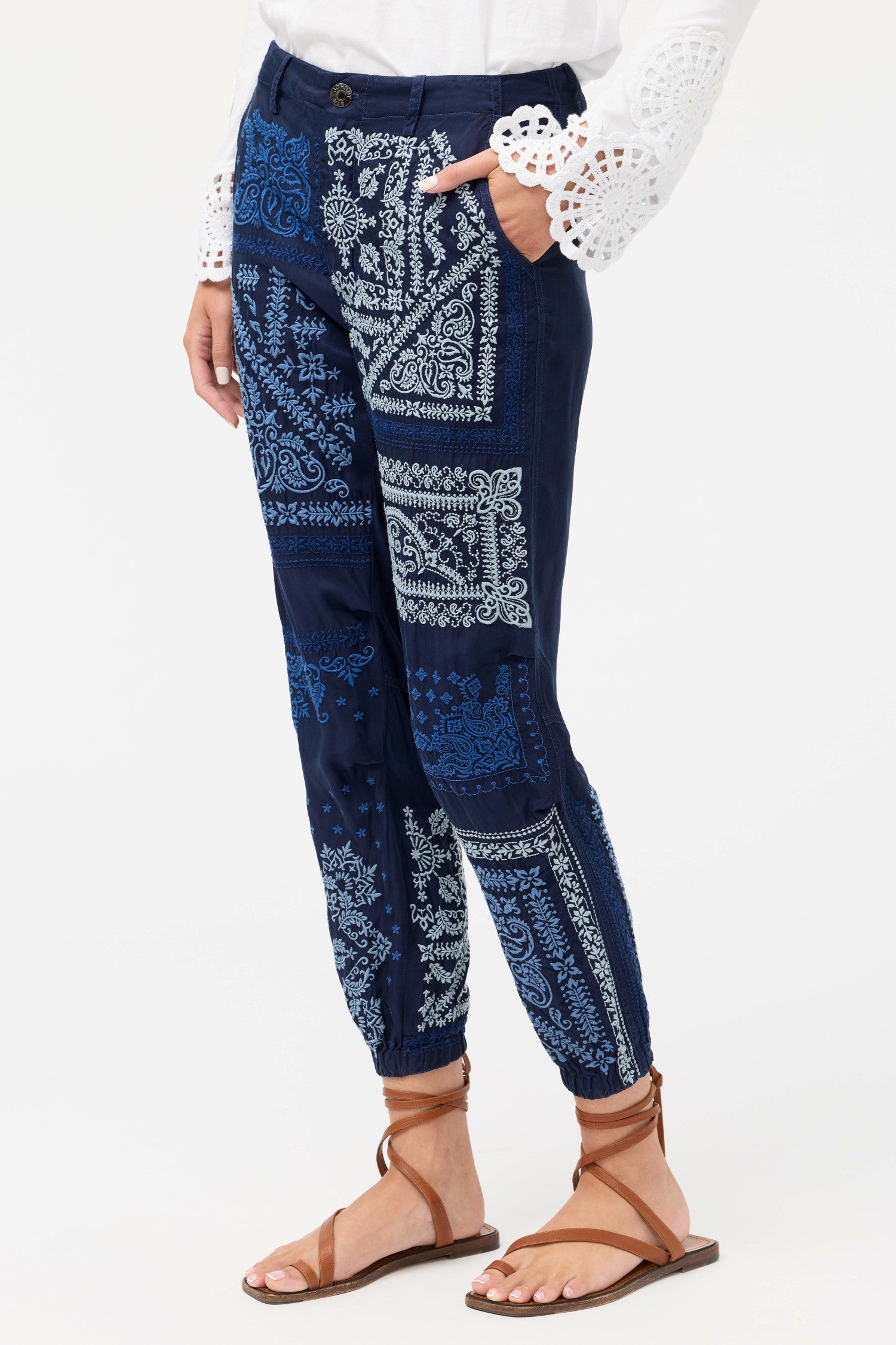 Johnny Was BANDANA EMBROIDERED PANT