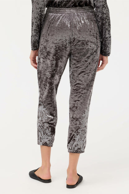 Johnny Was CARMEL CRUSHED VELVET JOGGER