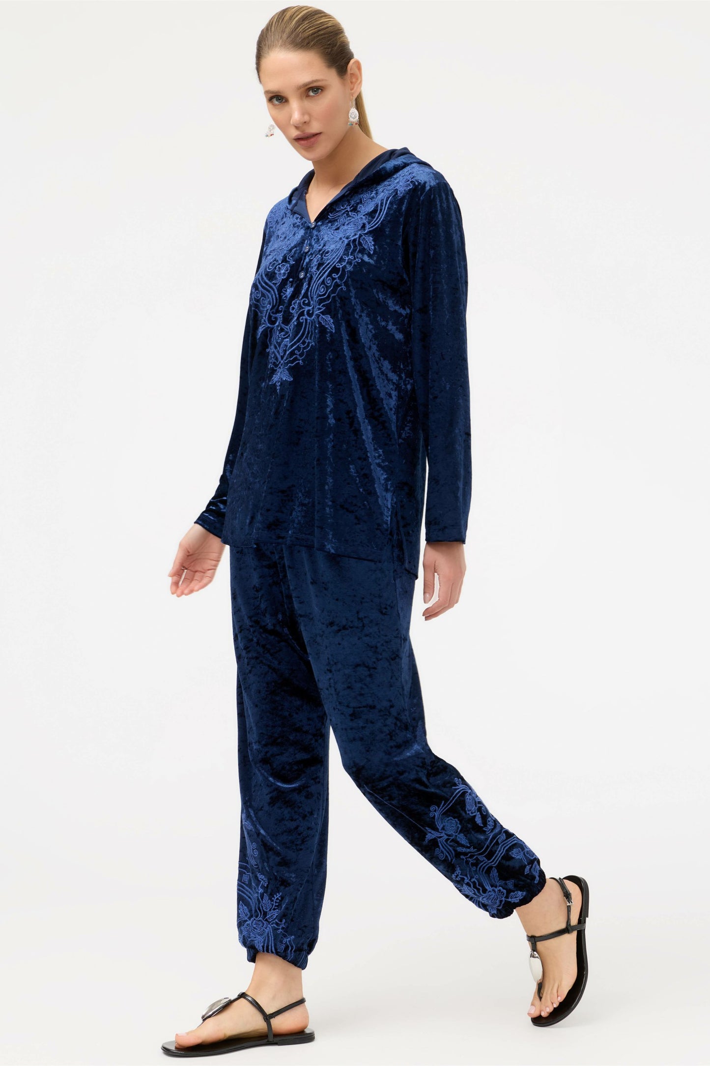 Johnny Was CARMEL CRUSHED VELVET JOGGER