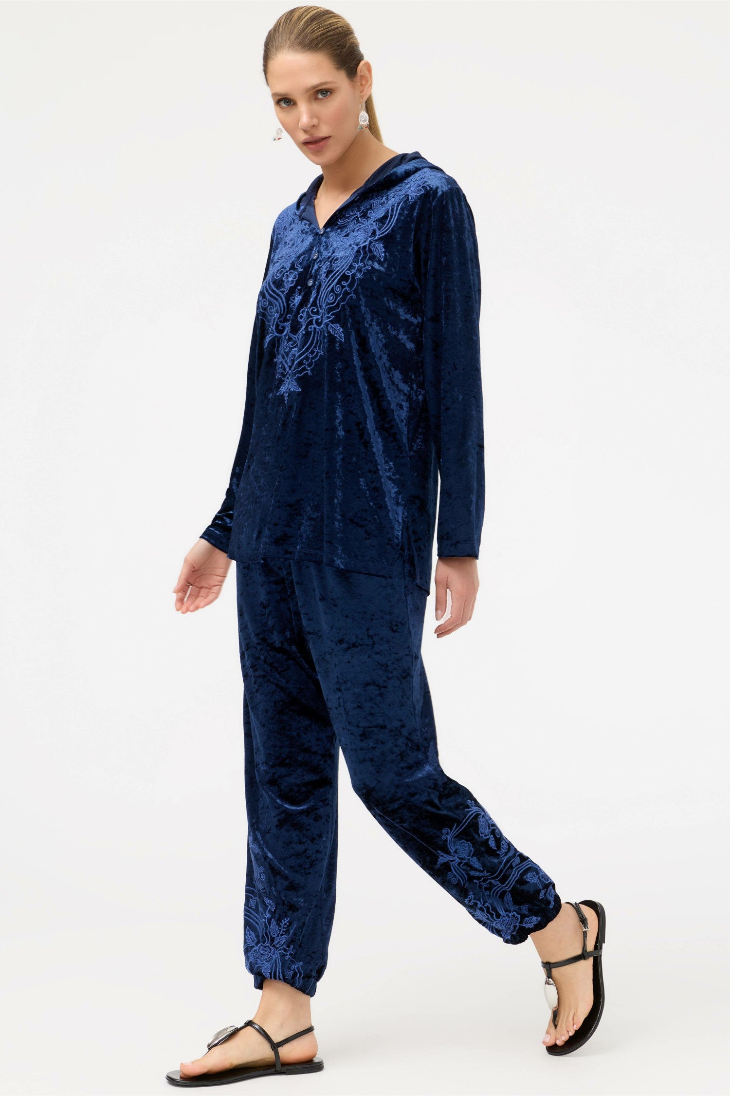 Johnny Was CARMEL CRUSHED VELVET JOGGER