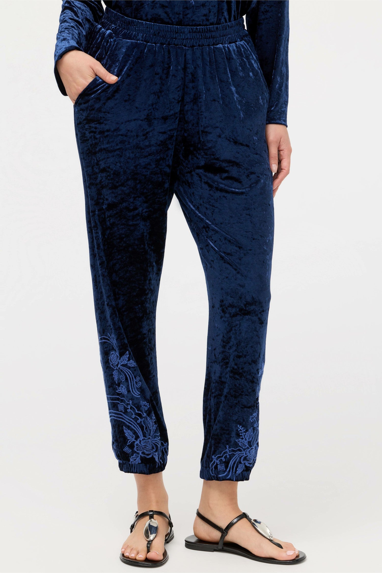 Johnny Was CARMEL CRUSHED VELVET JOGGER