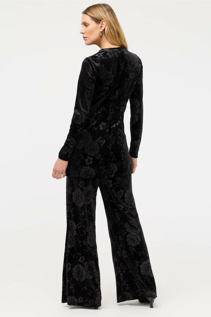 Johnny Was EMBOSSED STRETCH VELVET WIDE LEG PANT