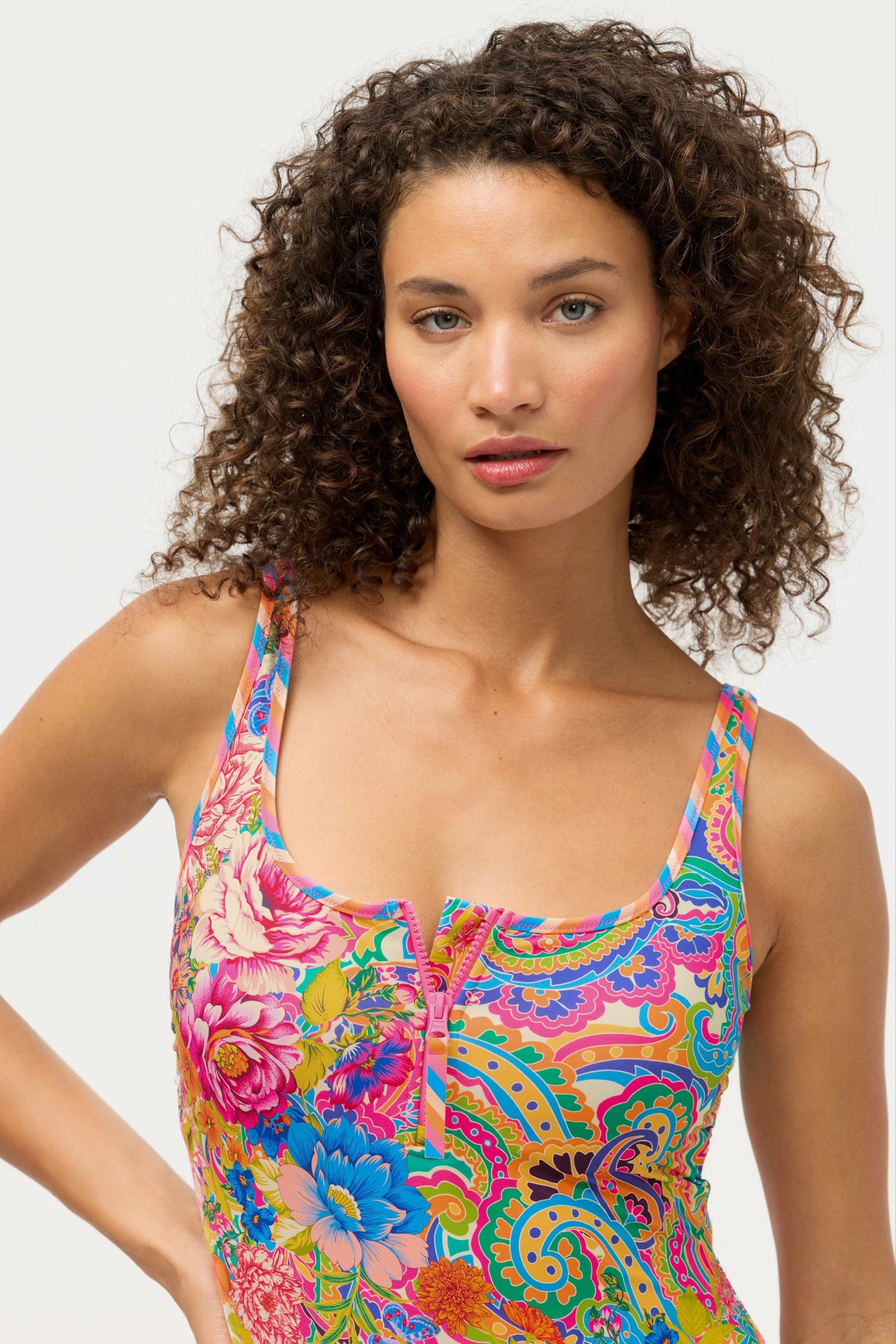 Johnny Was CRISPIRE ZIP TANK ONE PIECE