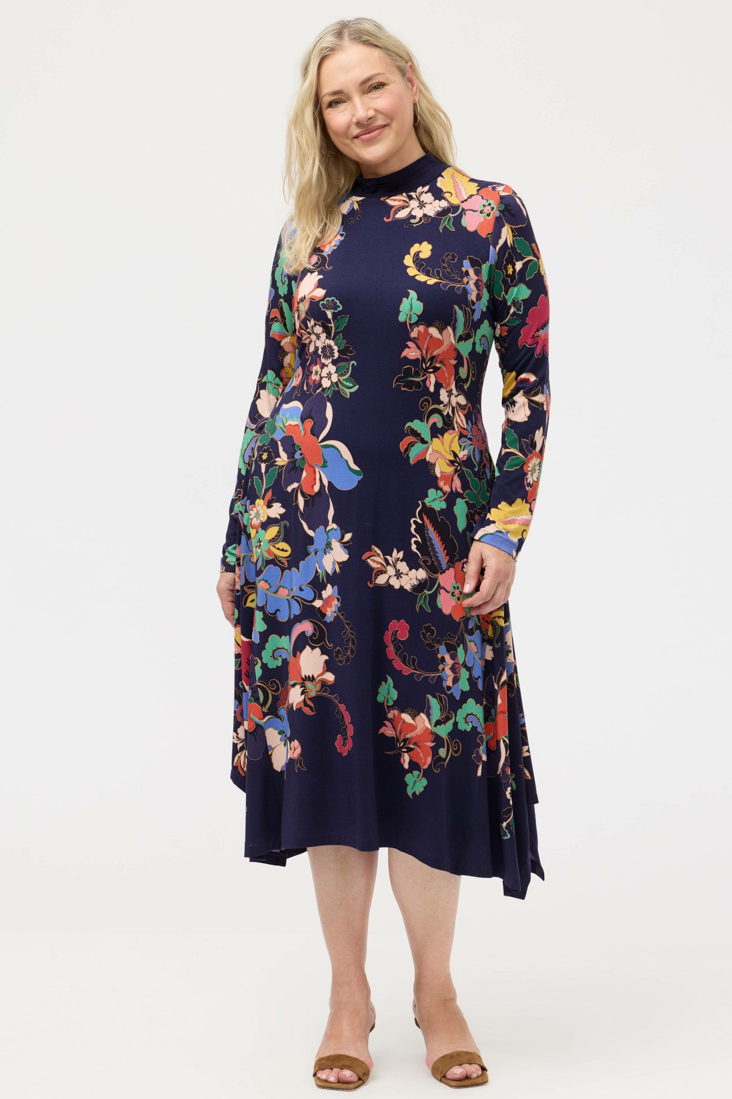 Johnny Was THE JANIE FAVORITE HANKERCHIEF HEM MOCK NECK DRESS