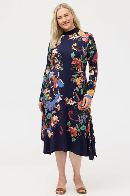 Johnny Was THE JANIE FAVORITE HANKERCHIEF HEM MOCK NECK DRESS