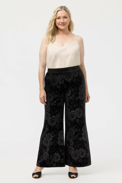Johnny Was EMBOSSED STRETCH VELVET WIDE LEG PANT