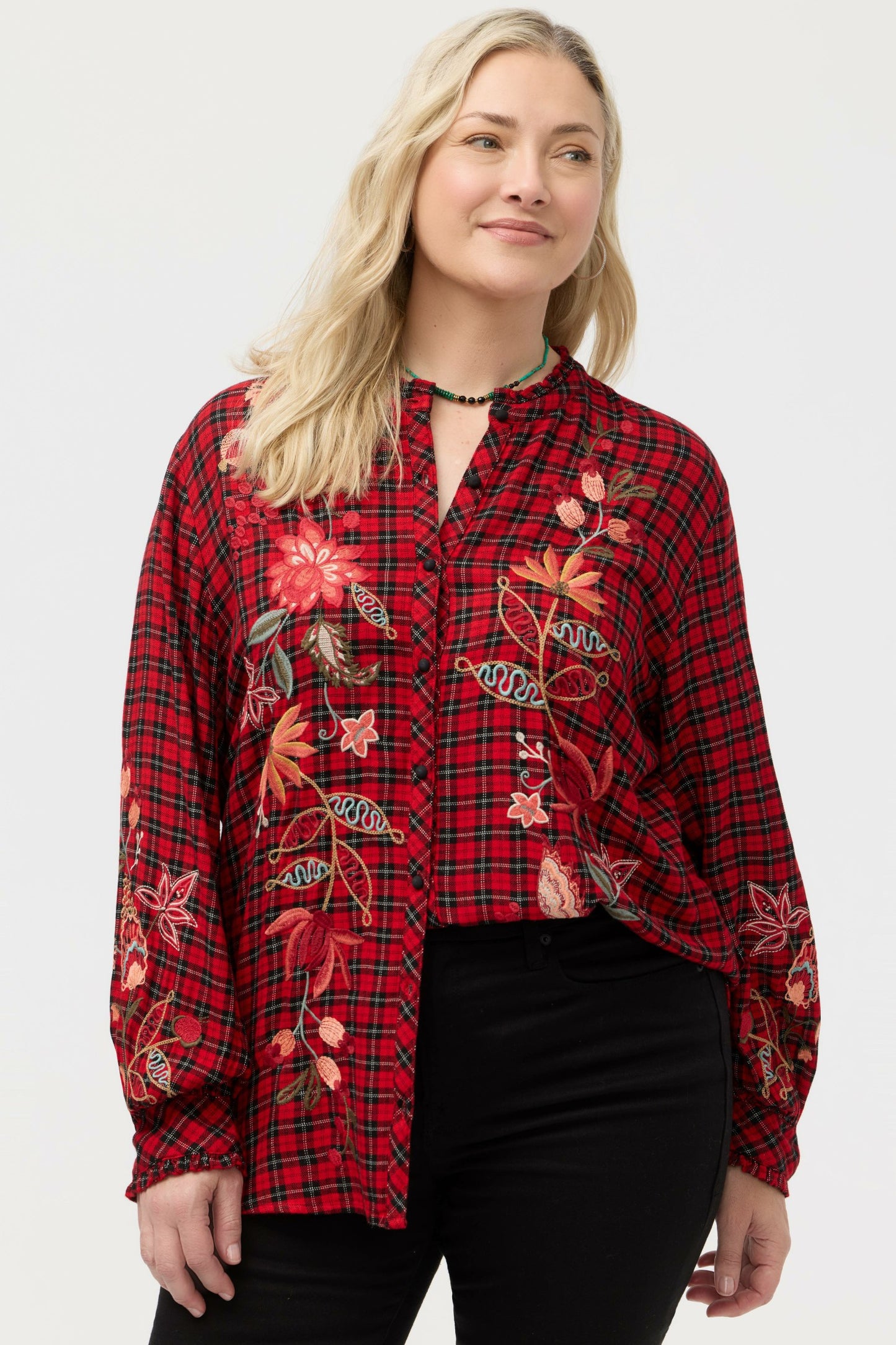 Johnny Was PENELLOPE RUFFLE COLLAR BLOUSE