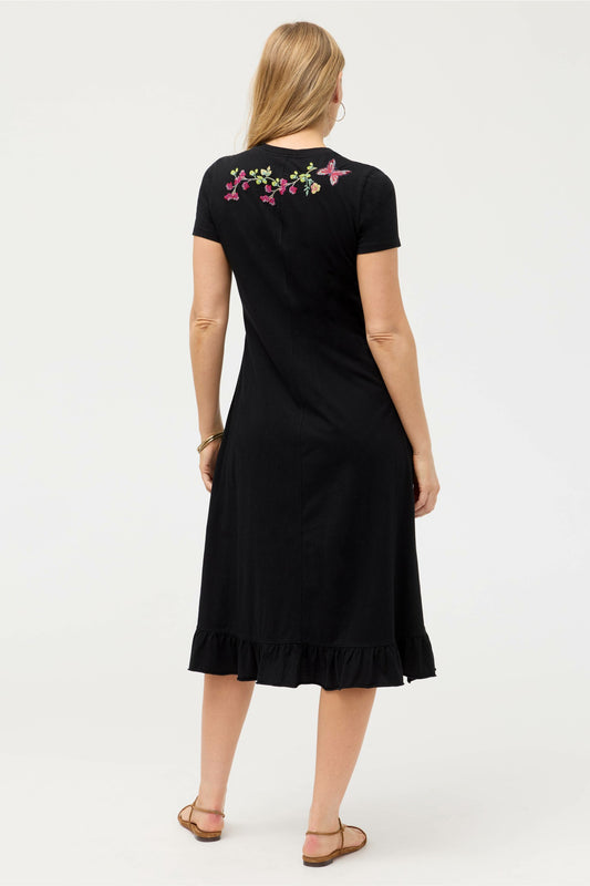 Johnny Was ELBOW SLEEVE RUFFLE DRESS