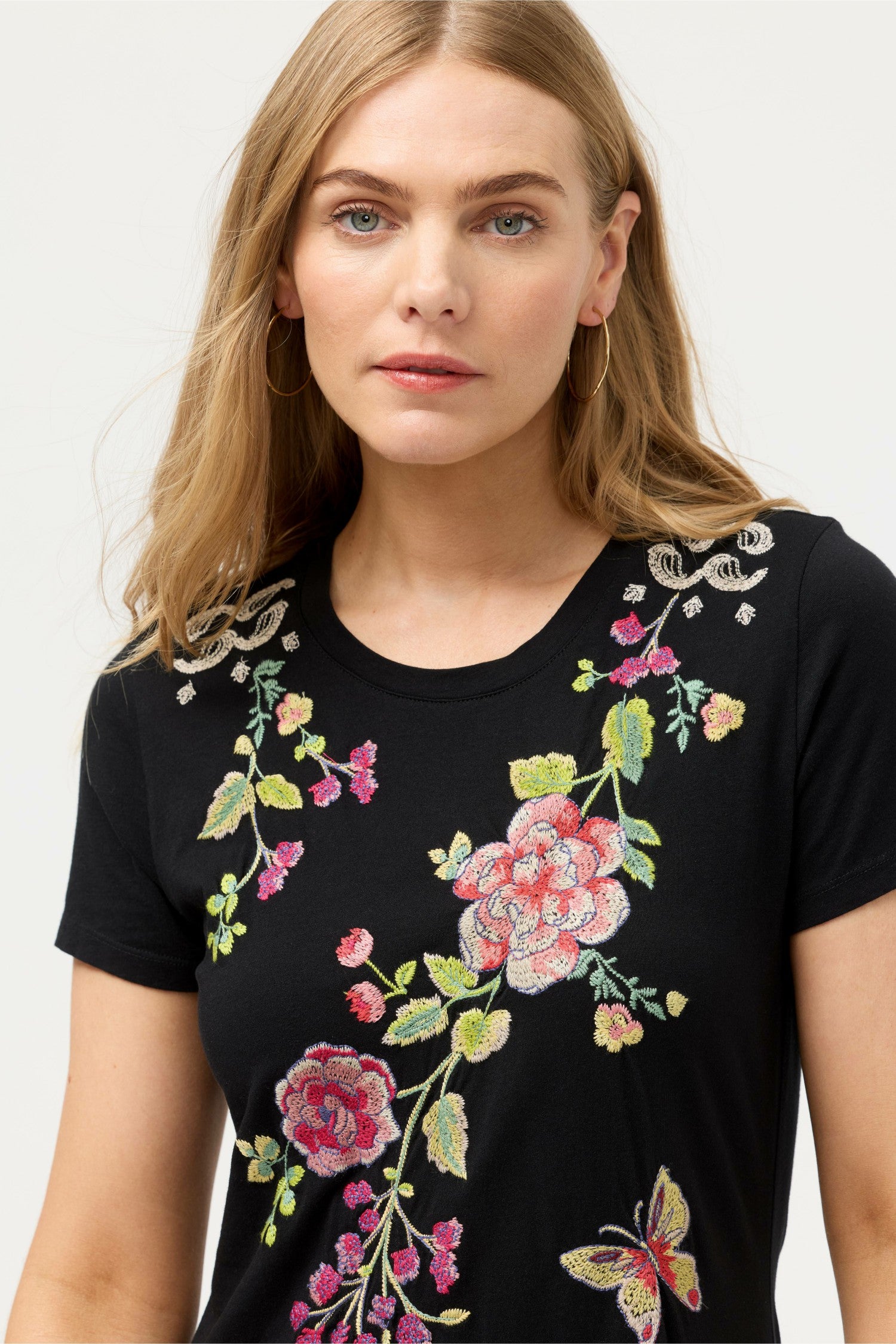 Johnny Was ELBOW SLEEVE RUFFLE DRESS